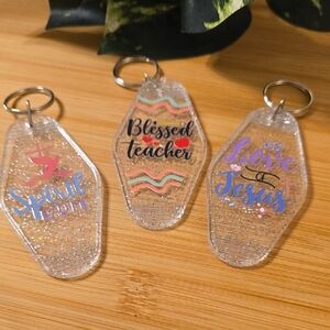 Inspirational Keychain Set with Glitter Accents